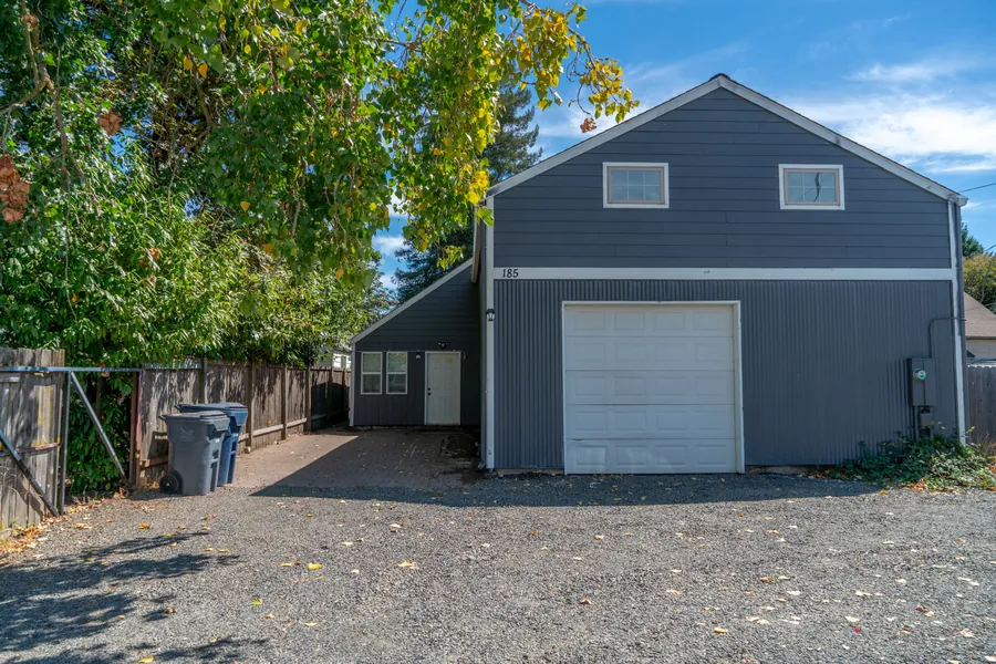Detached shop and garage door after repainting